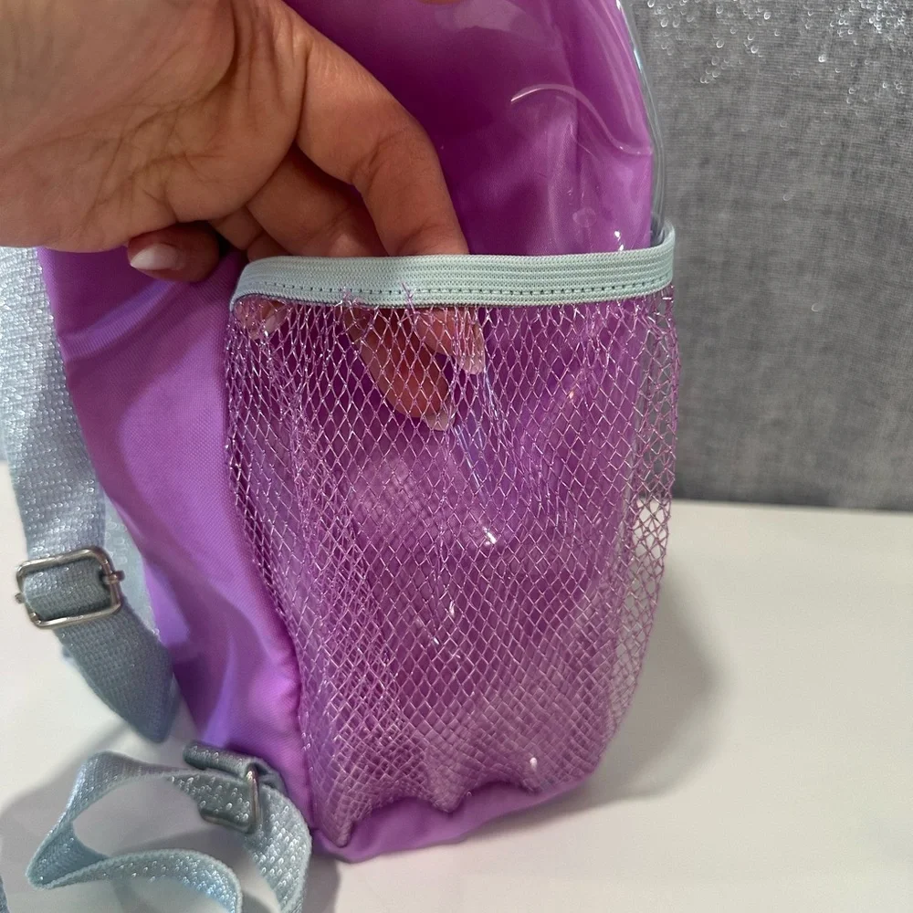 Disney frozen drawstring, backpack, Purple. Anna and Elsa